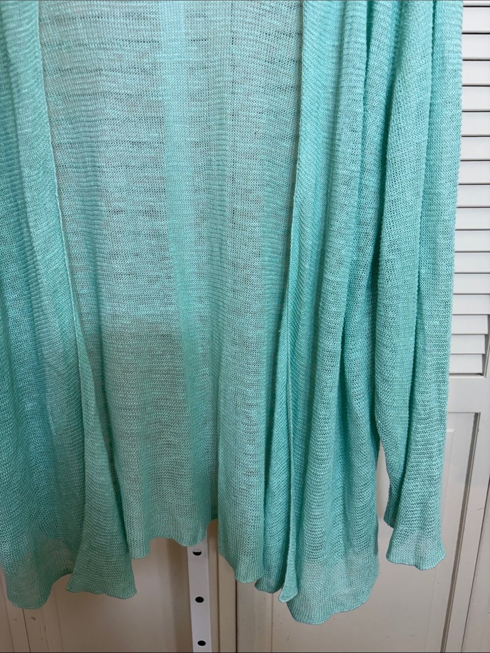 Eileen Fisher 100% Linen Aqua Open-Front Draped Cardigan 2X - Picture 5 of 13